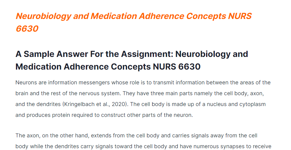 Neurobiology and Medication Adherence Concepts NURS 6630