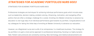 strategies for academic portfolios nurs 6003
