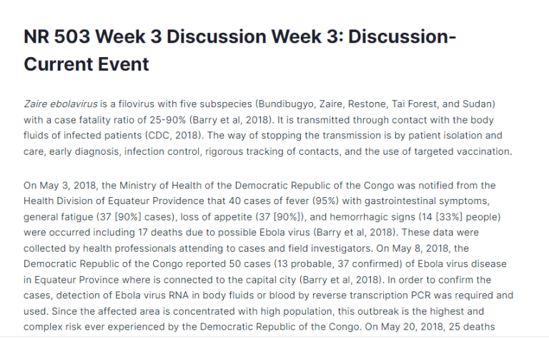 NR 503 Week 3 Discussion Week 3: Discussion- Current Event
