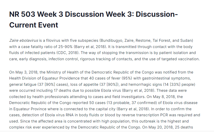 NR 503 Week 3 Discussion Week 3: Discussion- Current Event