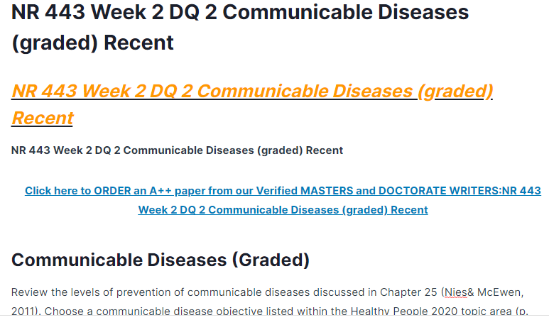 nr 443 week 2 dq 2 communicable diseases (graded) recent