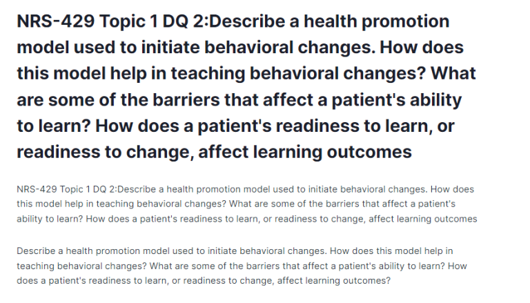 NRS-429 Topic 1 DQ 2