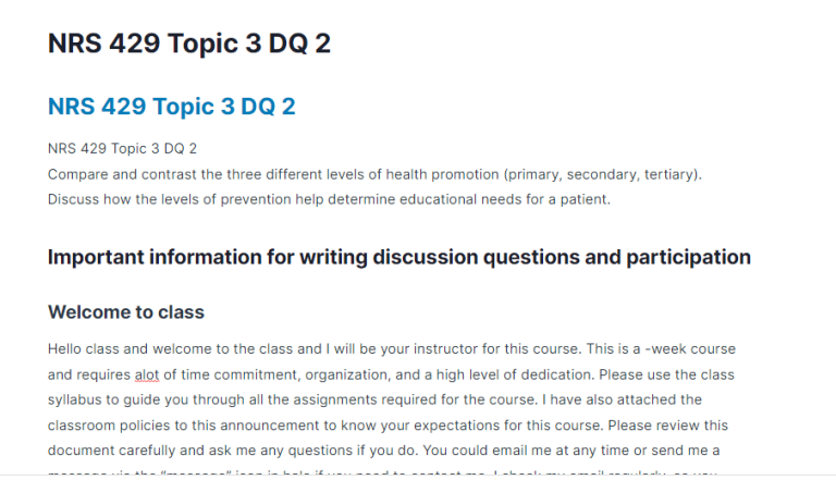 NRS 429 Topic 3 DQ 2