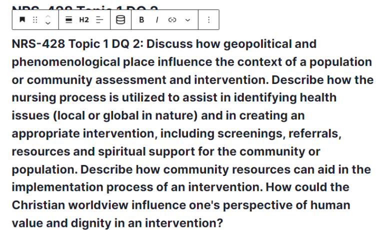 NRS-428 Topic 1 DQ 2