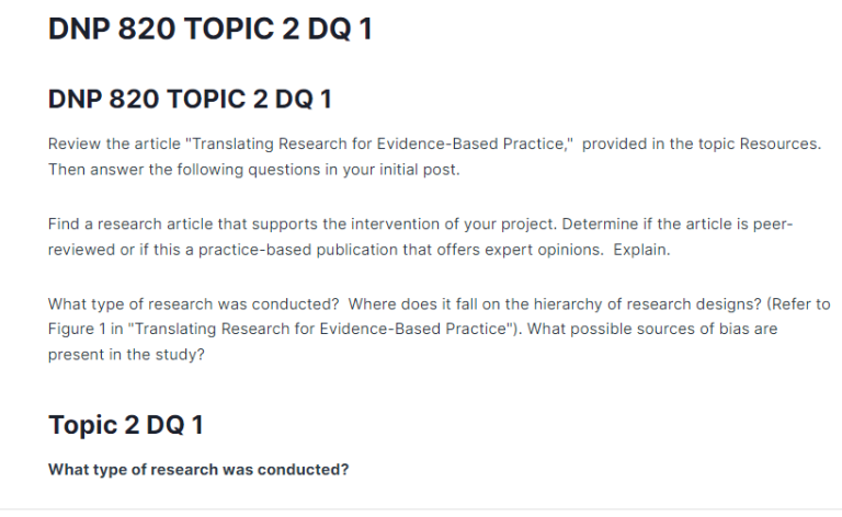 DNP 820 TOPIC 2 DQ 1