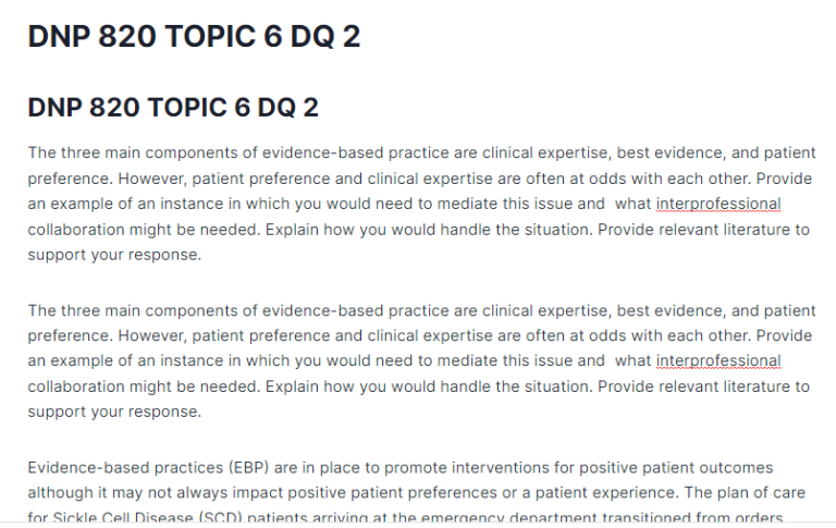 DNP 820 TOPIC 6 DQ 2