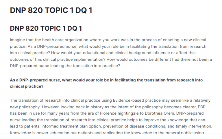DNP 820 TOPIC 1 DQ 1